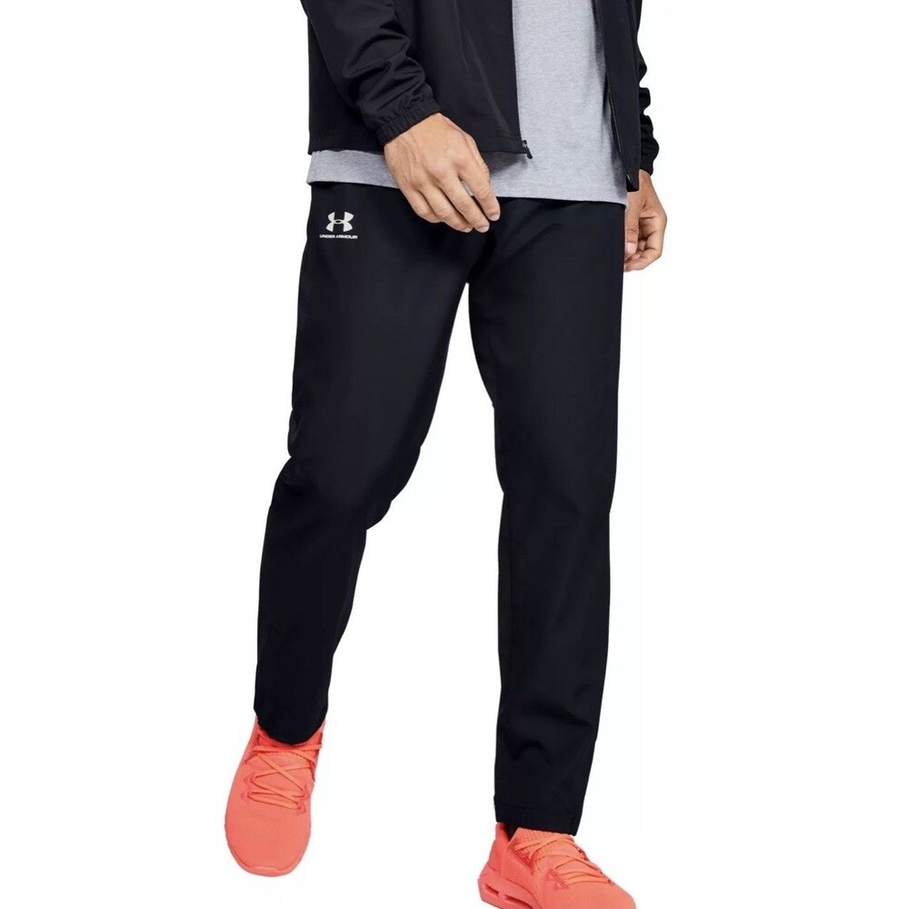 Under Armour Mens L Woven Vital Workout Pants Pockets Ankle Mesh Lined Black New